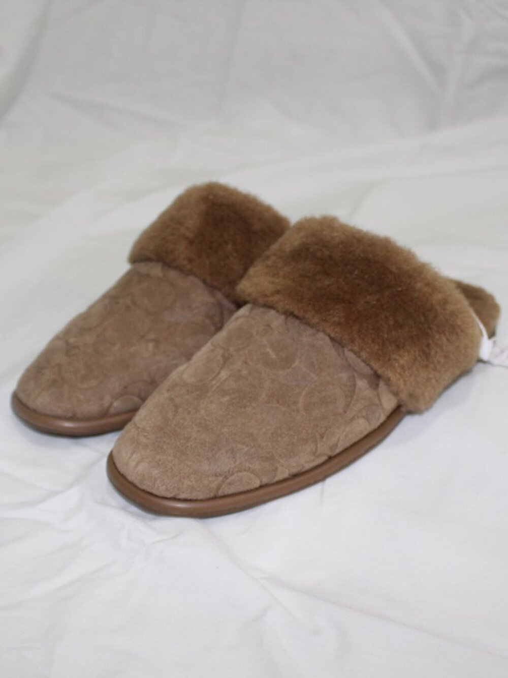 Womens Coach Sherpa Flat Mule in Signature Suede Size 5b
